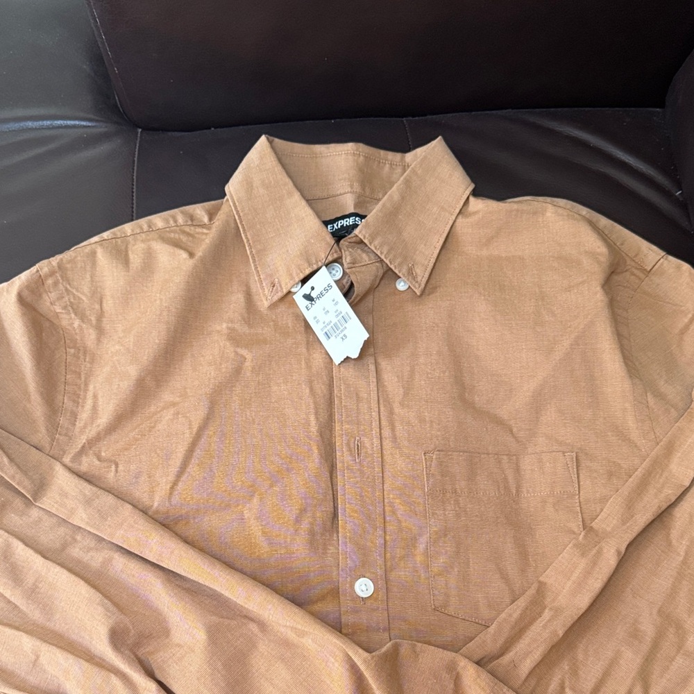 Express Men's Tan Casual Button Down Shirt